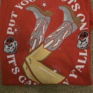 Red Graphic T-Shirt with Bulldog Design